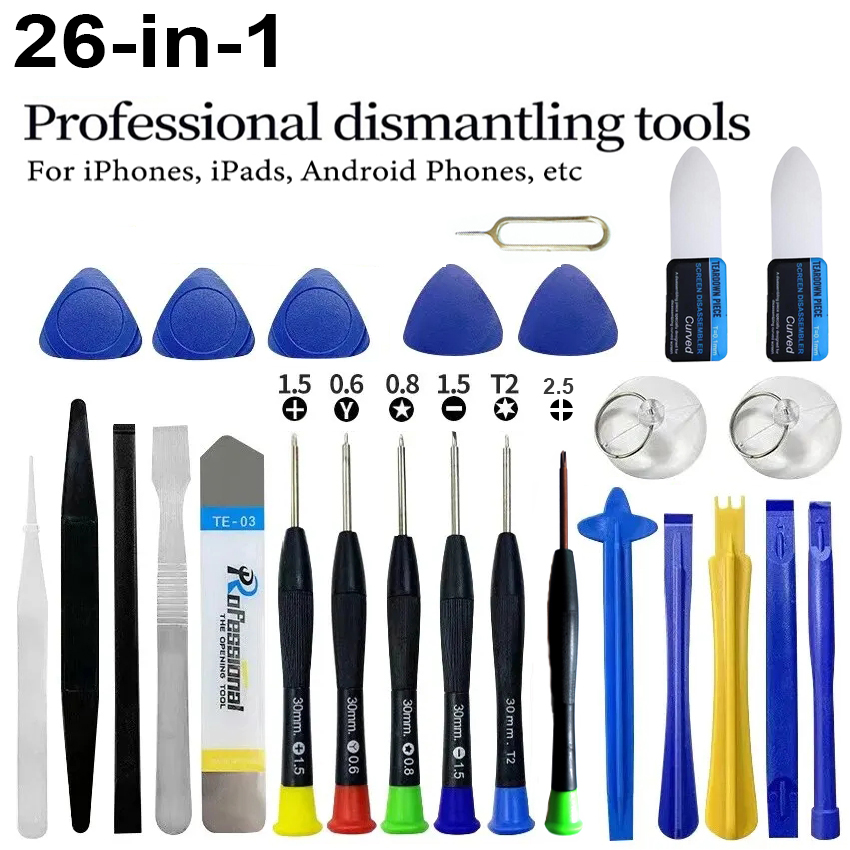 Electronics Repair Business - 26 in 1 携帯電話修理ツールセット プロ仕様ドライバーキット こじ開け棒付き