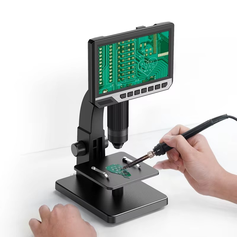 Electronics Repair Videos - オンラインで購入する2000倍拡大カメラ、7インチLCDスクリーン、デュアルレンズビデオ光学電子デジタル顕微鏡、携帯電話修理用