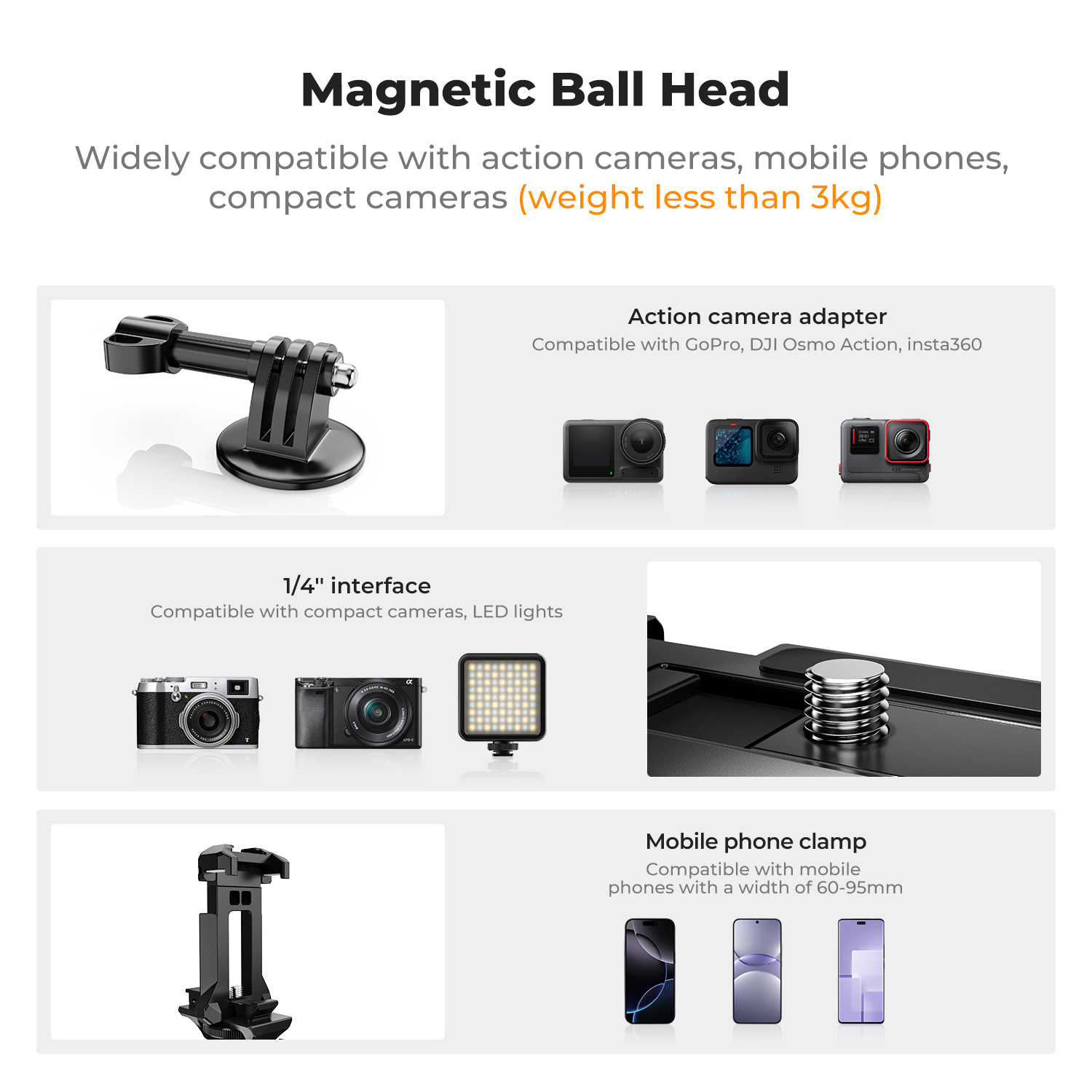 K&F CONCEPT マグネット式カメラマウント GoPr - Gopro Action Camera Hero 12 Black のレビューと価格