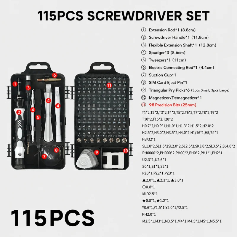ポータブル115in1磁気ドライバーセットミニ精密修理キット - Electronics Repair Business のレビューと価格