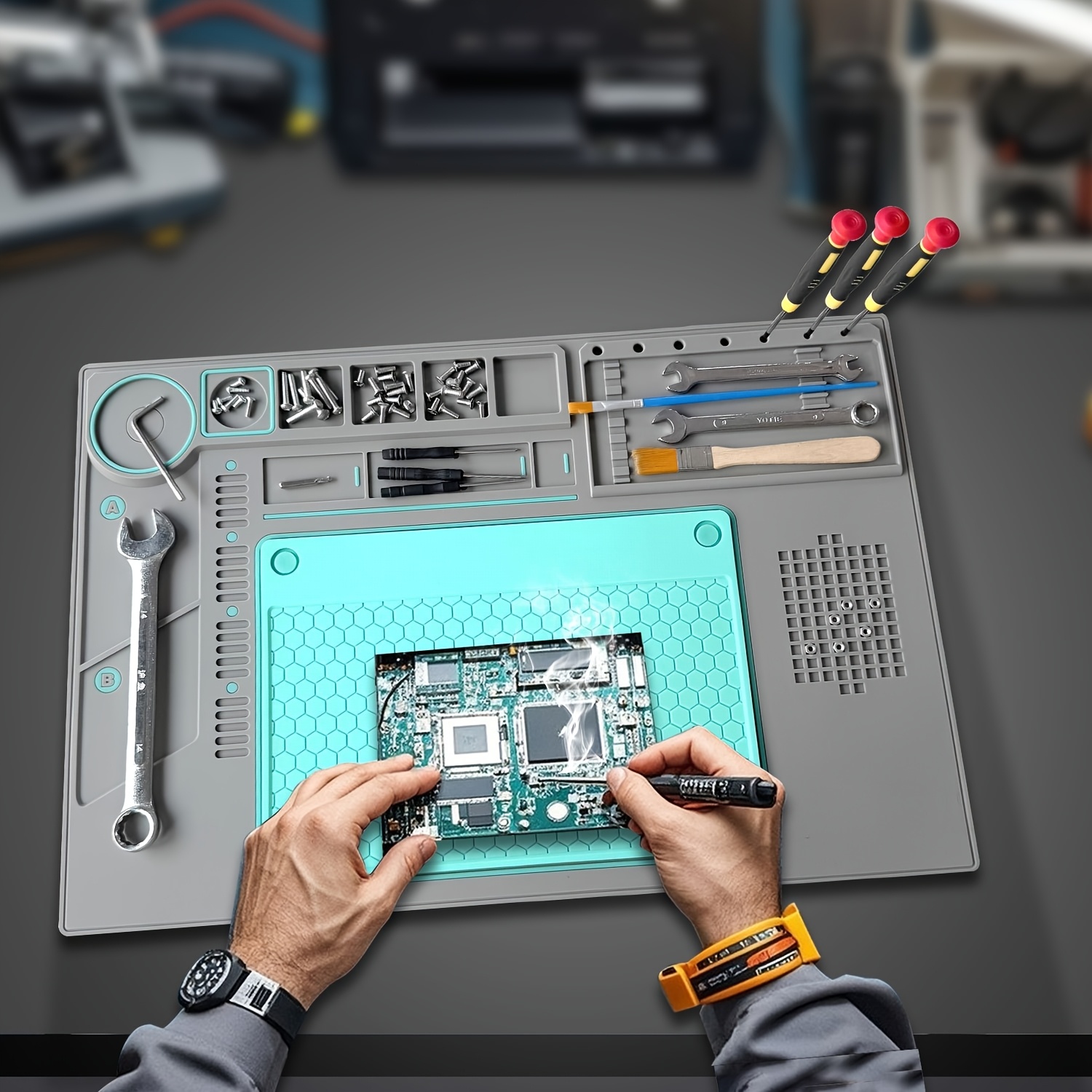 耐熱はんだマット絶縁電話修理マットネジシリコンテーブルマット - Electronics Repair Business のレビューと価格